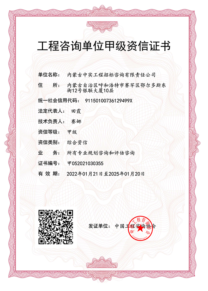 乐竞(中国)单位甲级综合资信证书